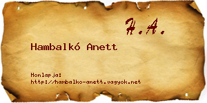 Hambalkó Anett névjegykártya